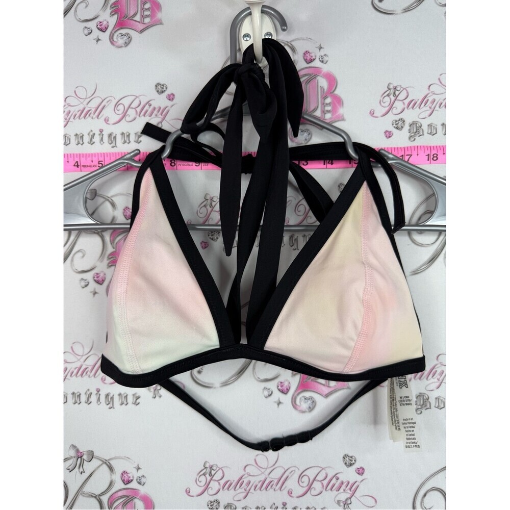 PINK Victoria's Secret bikini top tie dye Black-Trim Pastel Ombre Triangle